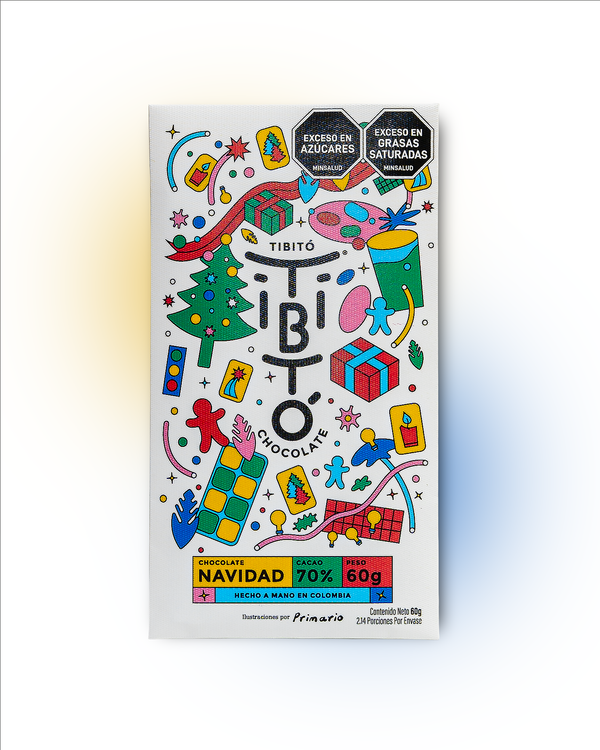 Chocolate oscuro 70% cacao sabor navidad