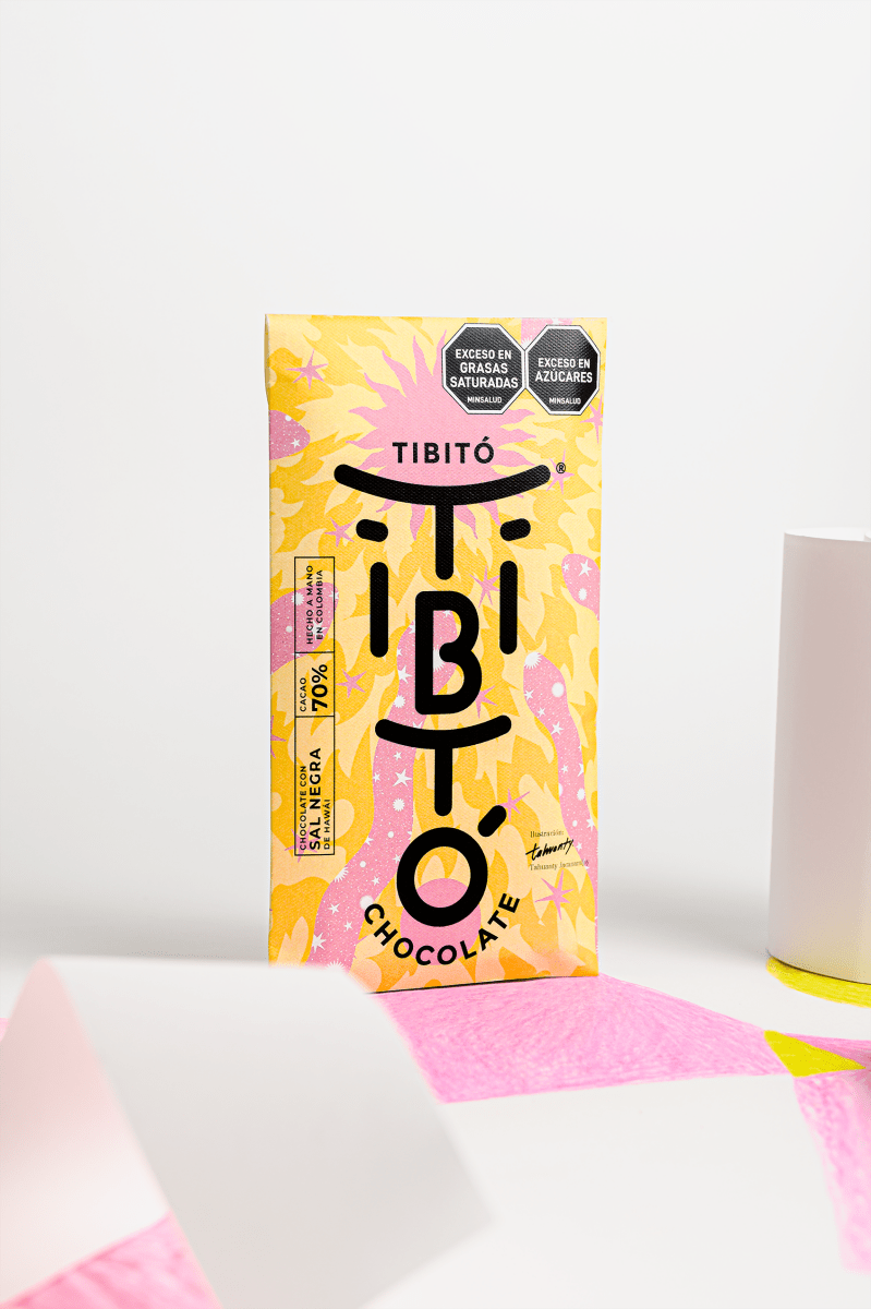 Chocolate oscuro 70% cacao con sal negra - Tibitó