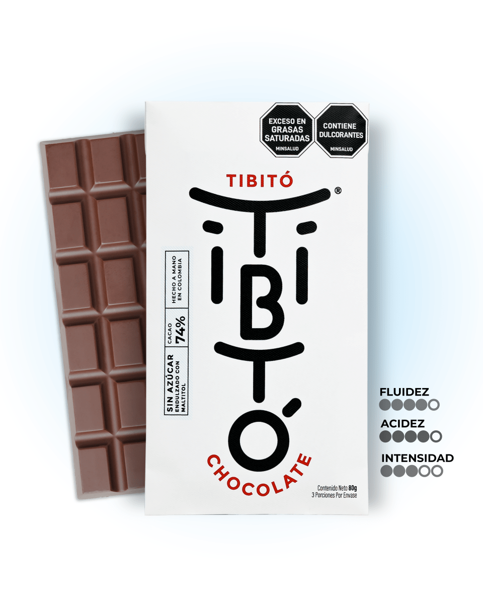 Chocolate oscuro Sin azúcar 74% cacao - Tibitó
