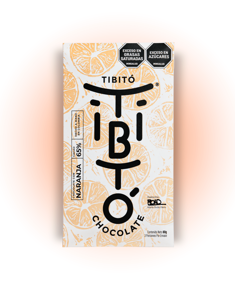 Chocolate semiamargo 65% cacao con naranja - Tibitó