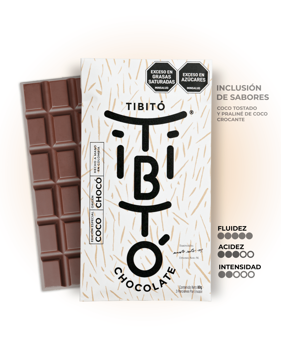 Chocolate vegano 50% cacao con leche de coco - Tibitó